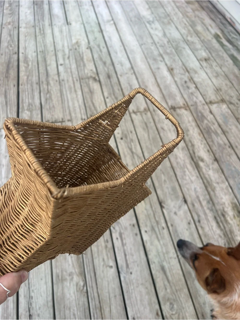 Vintage Wicker Star Basket in Natural Brown